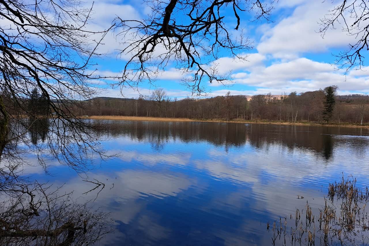 Loch Fasque near Fasque Castle in Fettercairn on a calm Spring day