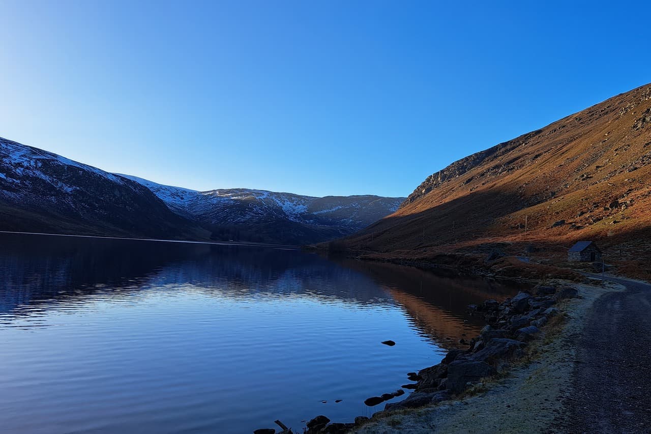 The beautiful Loch Lee in Glenesk near Laurencekirk, surrounded by the Cairngorm Mountains. An excellent place for walking.